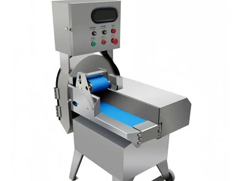 Blue conveyor belt vegetable cutter