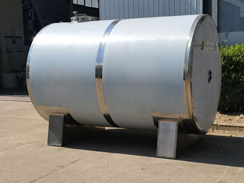 Small horizontal stainless steel storage tank
