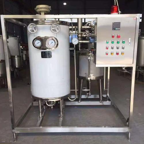 PLC touchscreen control panel showing programmable temperature hold profile on a UHT sterilization tank