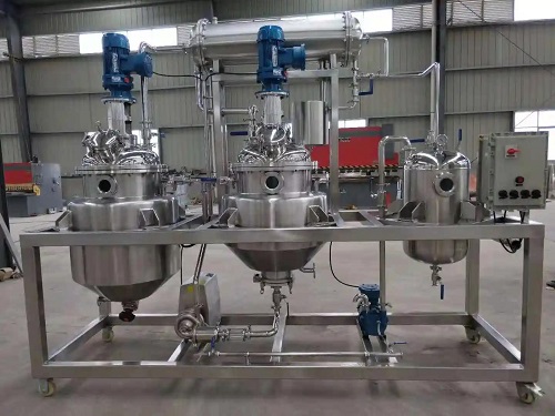 Stainless steel herb extraction production line inside a food and pharmaceutical factory